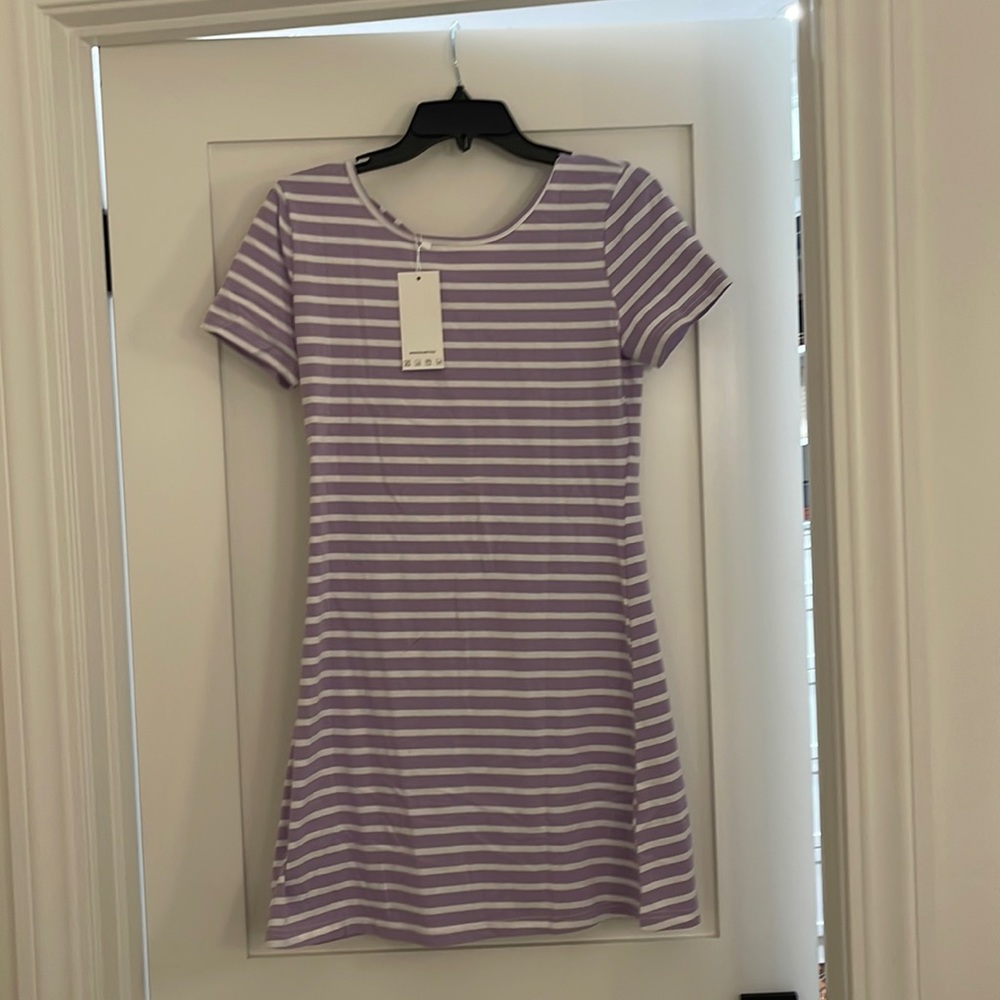 Purple and white stripe dress. Size small